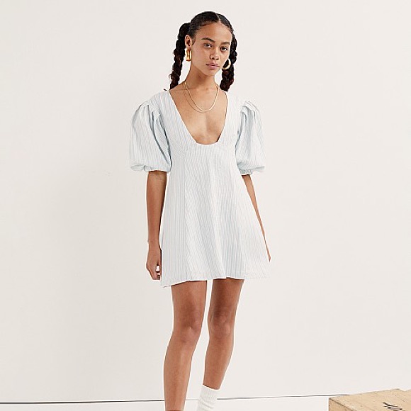 For Love And Lemons Leslie Mini Dress Light Blue Small New Nwt